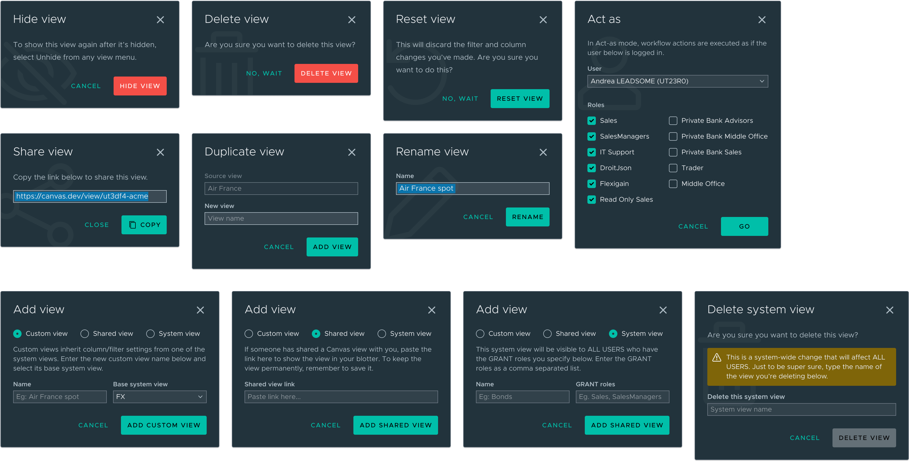Application modal dialogs